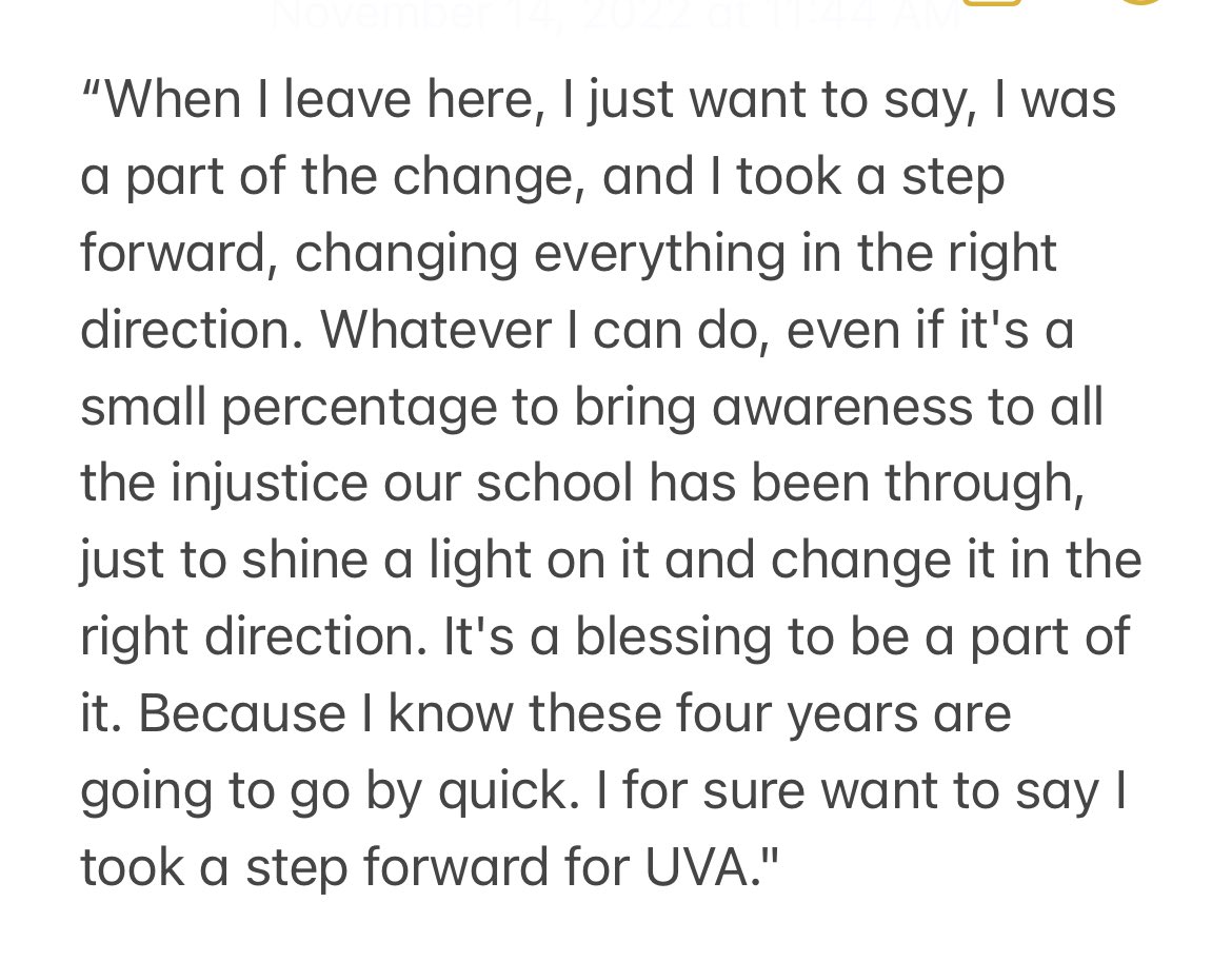 In my last interview with Lavel Davis Jr., I asked why he was a part of the Groundskeepers at UVA, a group pushing for social change. His words, read now, bring tears to my eyes.