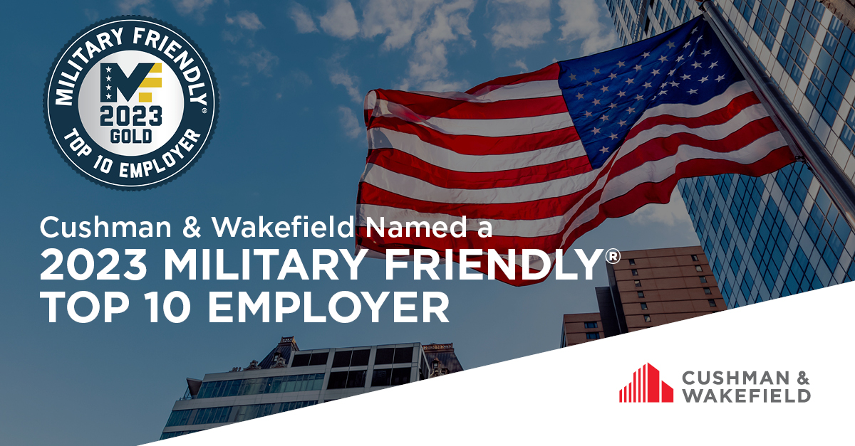 CushWakeUS (@cushwakeus) on Twitter photo Cushman & Wakefield ranked sixth in the Top 10 2023 <a href="/Mil_Friendly/">Military Friendly®</a> Employers with revenue over $5 billion for its meaningful efforts to recruit, retain and develop veteran talent in the U.S. Learn more >> cushwk.co/3trcBAs Cushman & Wakefield ranked sixth in the Top 10 2023 <a href="/Mil_Friendly/">Military Friendly®</a> Employers with revenue over $5 billion for its meaningful efforts to recruit, retain and develop veteran talent in the U.S. Learn more >> cushwk.co/3trcBAs