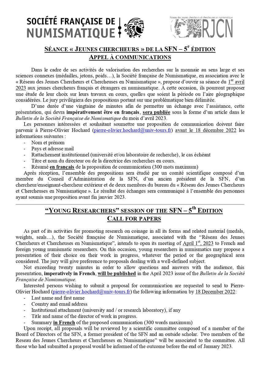 Société française de Numismatique (SFN) tweet media