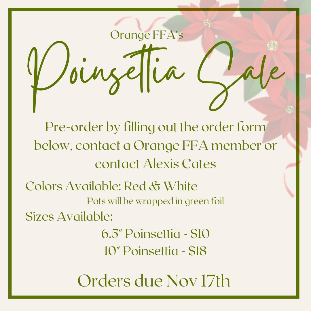 ohs_ncffa's tweet photo. Orders are due Thursday!

You can order from this form: https://t.co/aFoGanQceV, an Orange FFA member or by contacting Alexis Cates, alexis.cates@orange.k12.nc.us https://t.co/8ZltpFNQeo