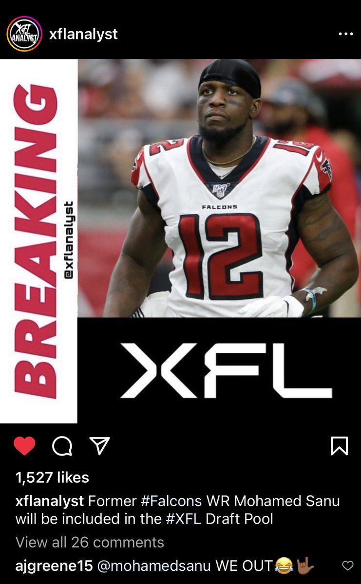 WR Mohamed Sanu has been added to the XFL Draft Pool. He joins an already stacked list of WRs including Martavis Bryant, Terrance Williams, and Rashad Ross.