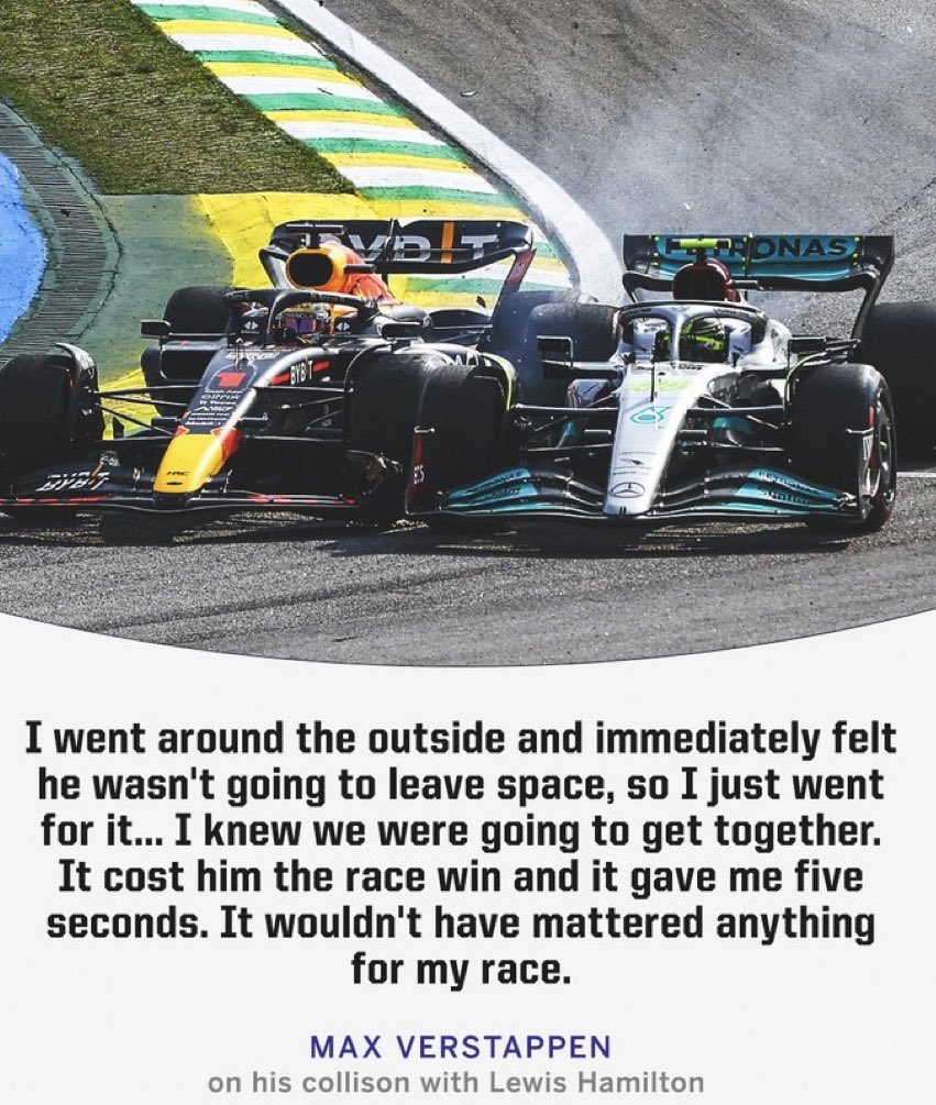HillF1's tweet photo. @RobLMyers @Motor_Sport Max made the problem for Lewis and Lewis said 'No way mate'. Like Senna and Prost this had tears written all over it. But this quote makes it pretty clear what he was up to. Its self incriminating. Nothing to be proud of.   #f1 https://t.co/A3PRiwKo3c