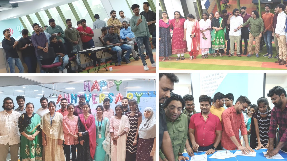 SoftilityInc's tweet photo. 7-way celebrations #Softility’s 7th #FoundationDay: Sumptuous lunch; Swanky decorations-wall creatives; Silly games; Splendid song-dance shows; Sharp quiz, Super talent competitions; Sweet interactions with US colleagues, as we #RISEtogether #ThriveTogether #LoveWhereYouWork https://t.co/5jkP8DegD7