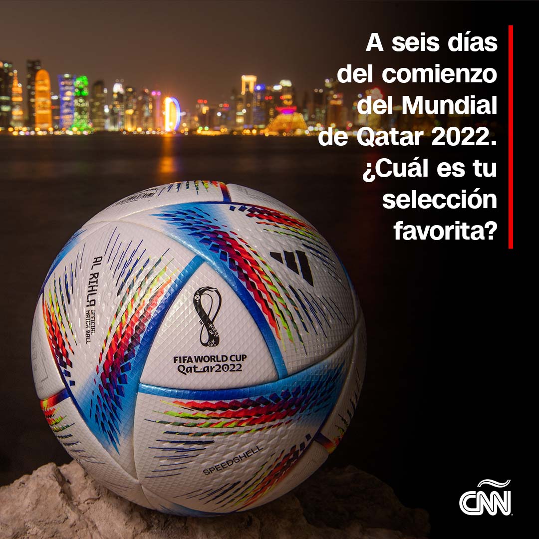 CNNEE's tweet image. Faltan seis días para el comienzo de la Copa del Mundo y las miradas están puestas en #Qatar 🇶🇦. Por ejemplo, el equipo de EE.UU. ya llegó al país anfitrión y realizó su primera práctica.

¿Cuál es tu selección favorita? 

🔗 cnn.it/3O2QIky