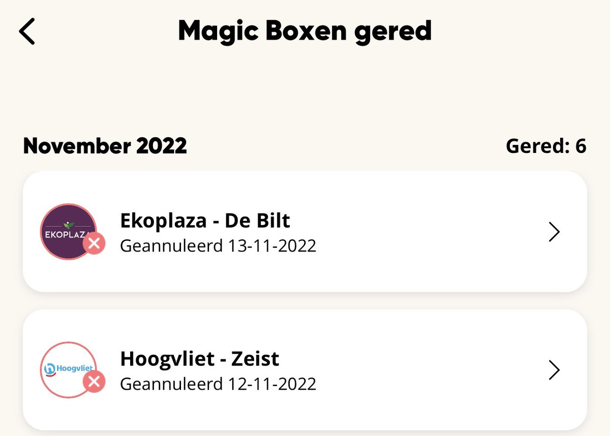 Hmmm… <a href="/TooGoodToGo_NL/">TooGoodToGo NL</a> zo heeft de app weinig nut, in 2 dagen 2 boxen geannuleerd, kan ik op het laatste moment weer haasten naar de supermarkt voor eten, bedankt….