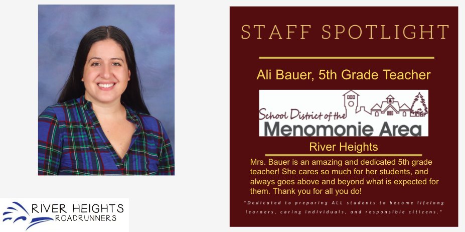 RH_Elementary's tweet photo. Staff Spotlight! Thank you Ali Bauer for your dedication to our learning community! #gotRHpride #RHfam
@SDMAOnline https://t.co/vSRZJAcM1K