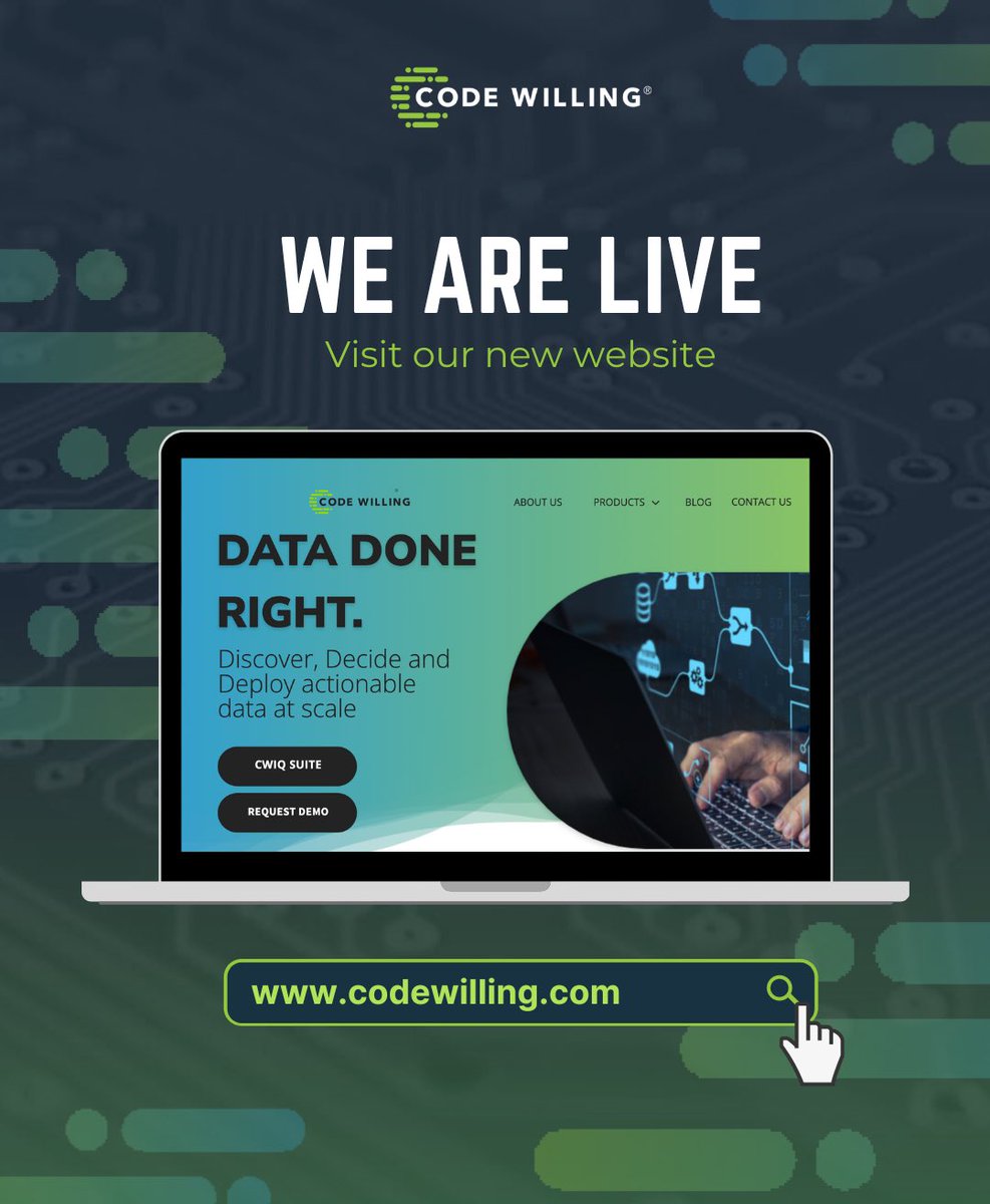 codewilling's tweet image. New Code Willing site up and running! Discover, Decide and Deploy actionable data at scale.
codewilling.com