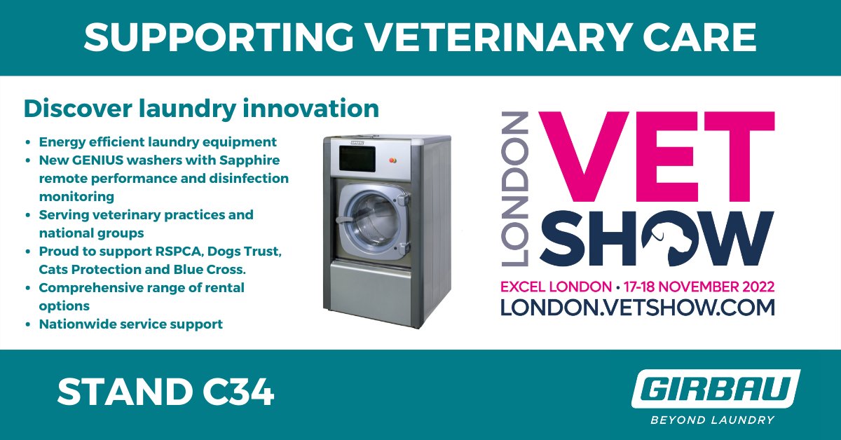 THIS WEEK Visit us on Stand C34 at The London <a href="/VetShow/">Vet Shows</a> at Excel London 17-18 Nov to discover the latest in laundry innovation, energy saving and our specialised support for veterinary care nationwide. london.vetshow.com