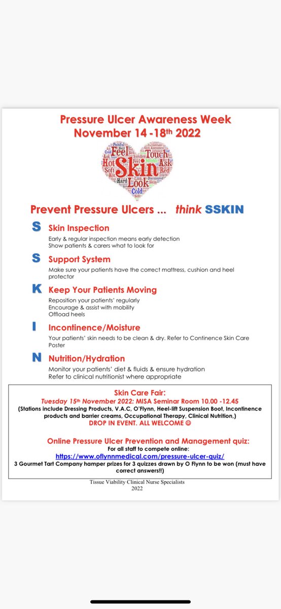 👀 💡Pressure Ulcer Awareness Week 2022🔔 <a href="/stjamesdublin/">St James's Hospital</a> Well done Brid &amp; Karen for organising this weeks event which always gets the crowd 👩‍⚕️ 👨‍⚕️ 🏥 ⭐️ Looking forward to tomorrow’s Skin Care Fair #SharedLearning #SJHMDT #PatientFirst <a href="/Magnet4Europe/">Magnet4Europe</a> 🧲 <a href="/kbradshaw1986/">Karen</a> <a href="/BridLynch1/">Brid Lynch</a>