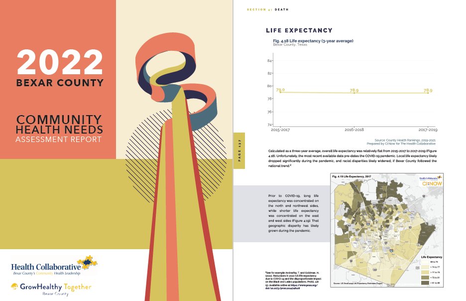 Just released: The Health Collaborative-commissioned 2022 Bexar Co. Community Health Needs Assessment! It includes ~100 indicators on social determinants of health, behaviors, illness and injury, and death, most disaggregated by demographics and ZIP code. healthcollaborativechna.com