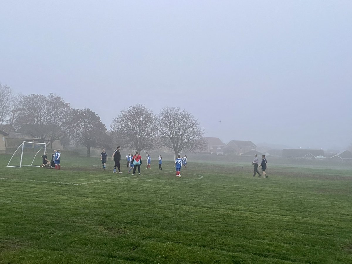 mountpljuniors's tweet photo. A foggy Staff vs Year 6 charity football match tonight in aid of Children in Need. Thank you to all spectators and for your generous donations! ⚽️🧸 https://t.co/8pv7PPbLJu