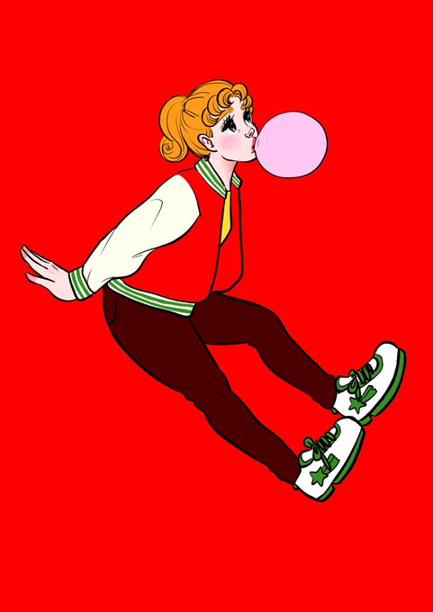 風船ガム#お絵描き#イラスト #デジタル練習#女の子 #レトロ #ガム #スカジャン#ファッション #個展したい#本の挿し絵のお仕事したい #nostalgia#retro#retrostyle#japanesegirl 