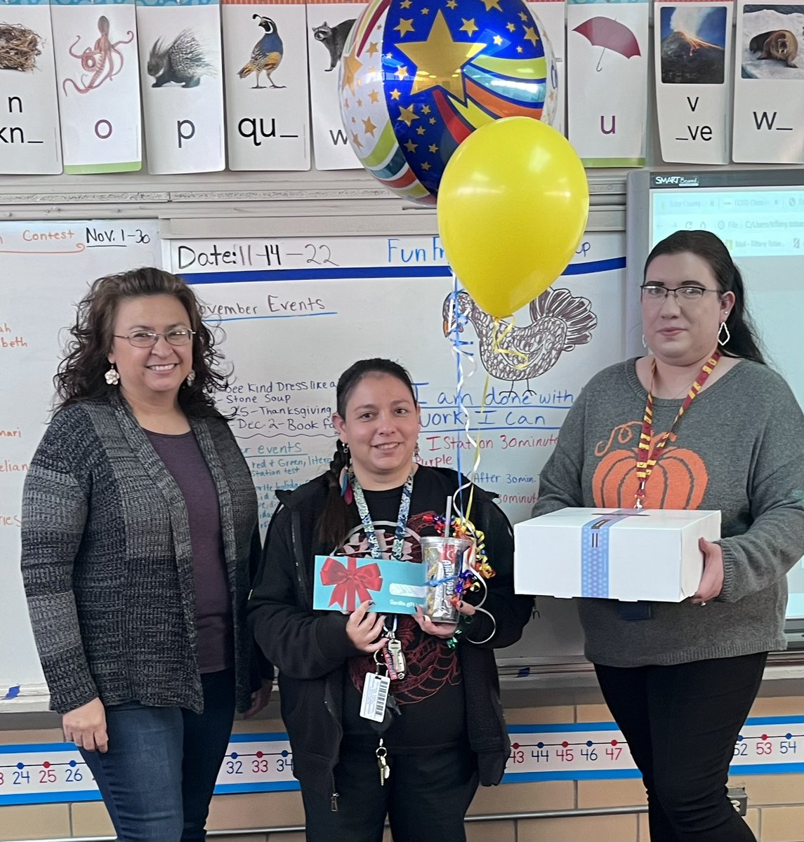 Channel 2 Teacher of the Month Mrs. Tobar (middle). #Amazing2nd grade team