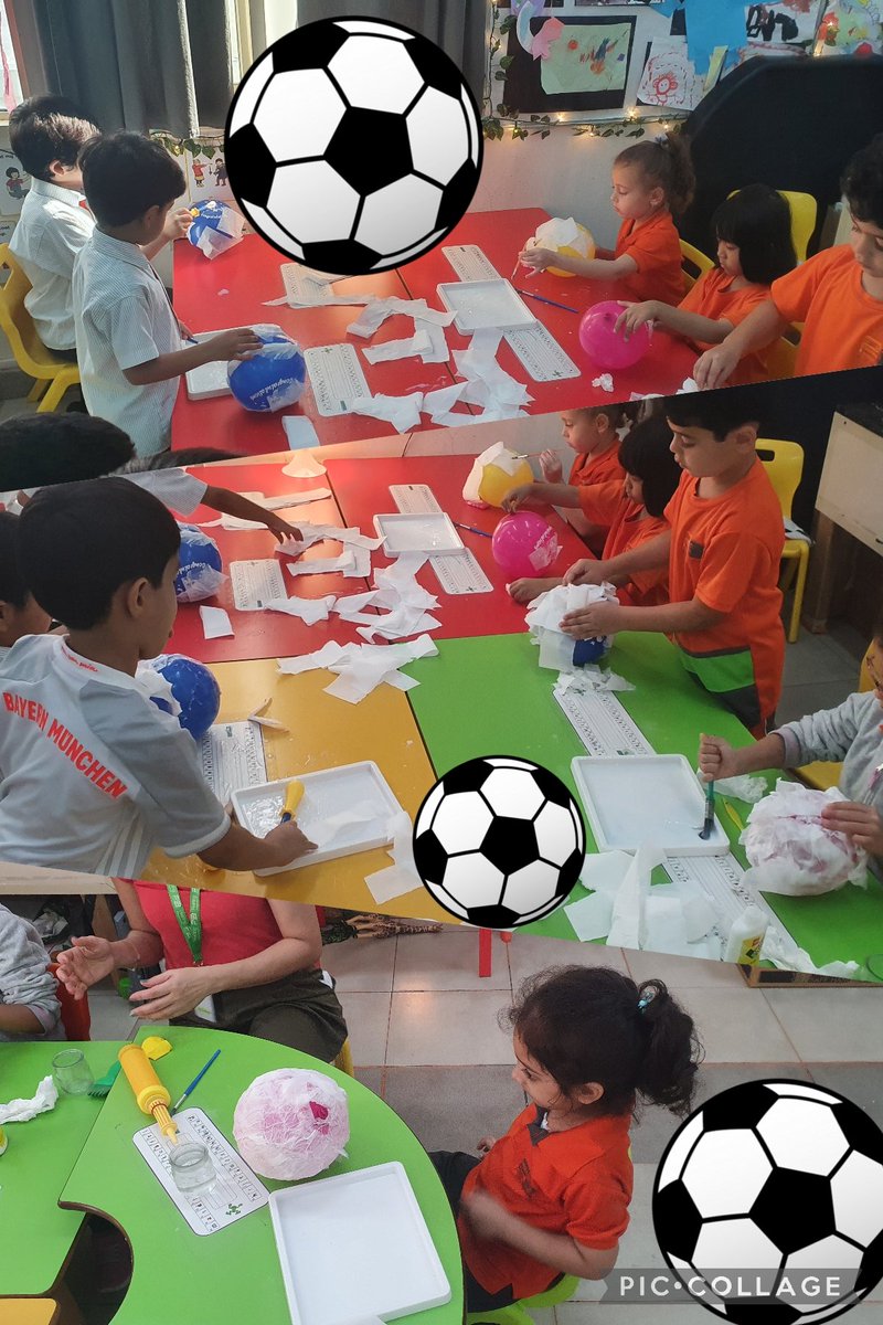 MsV_eyfs_hod's tweet photo. As part of FIFA Fever week @psisqatar the children have been recycling different materials ready to build 5 of the different football stadiums. We have also been creating some footballs using papier mâché. https://t.co/FJ8Ge2mrms