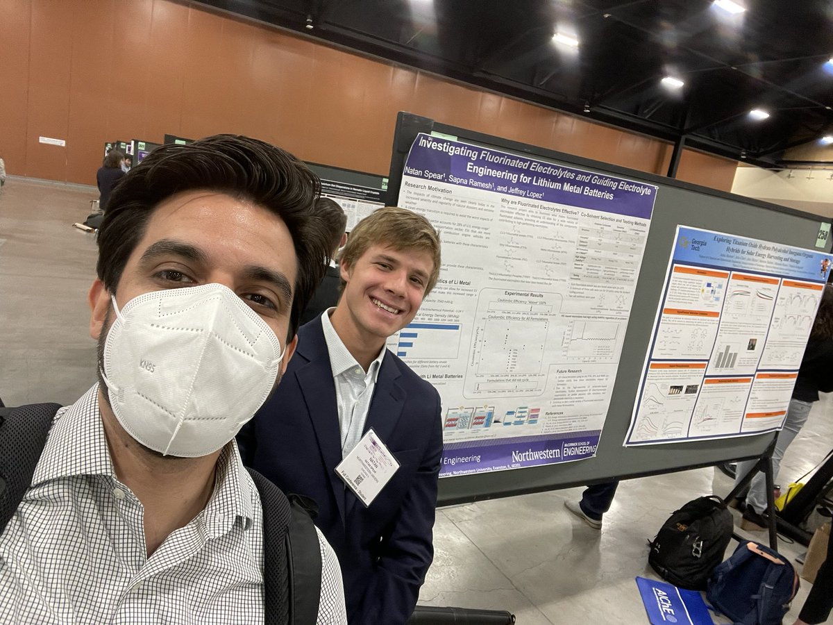 jeff_lopez12's tweet image. Come check out @LopezLabNU undergraduate Natan Spear’s poster @ChEnected now in Hall E! He’s given the group’s work on fluorinated electrolytes a huge jump start #aiche2022