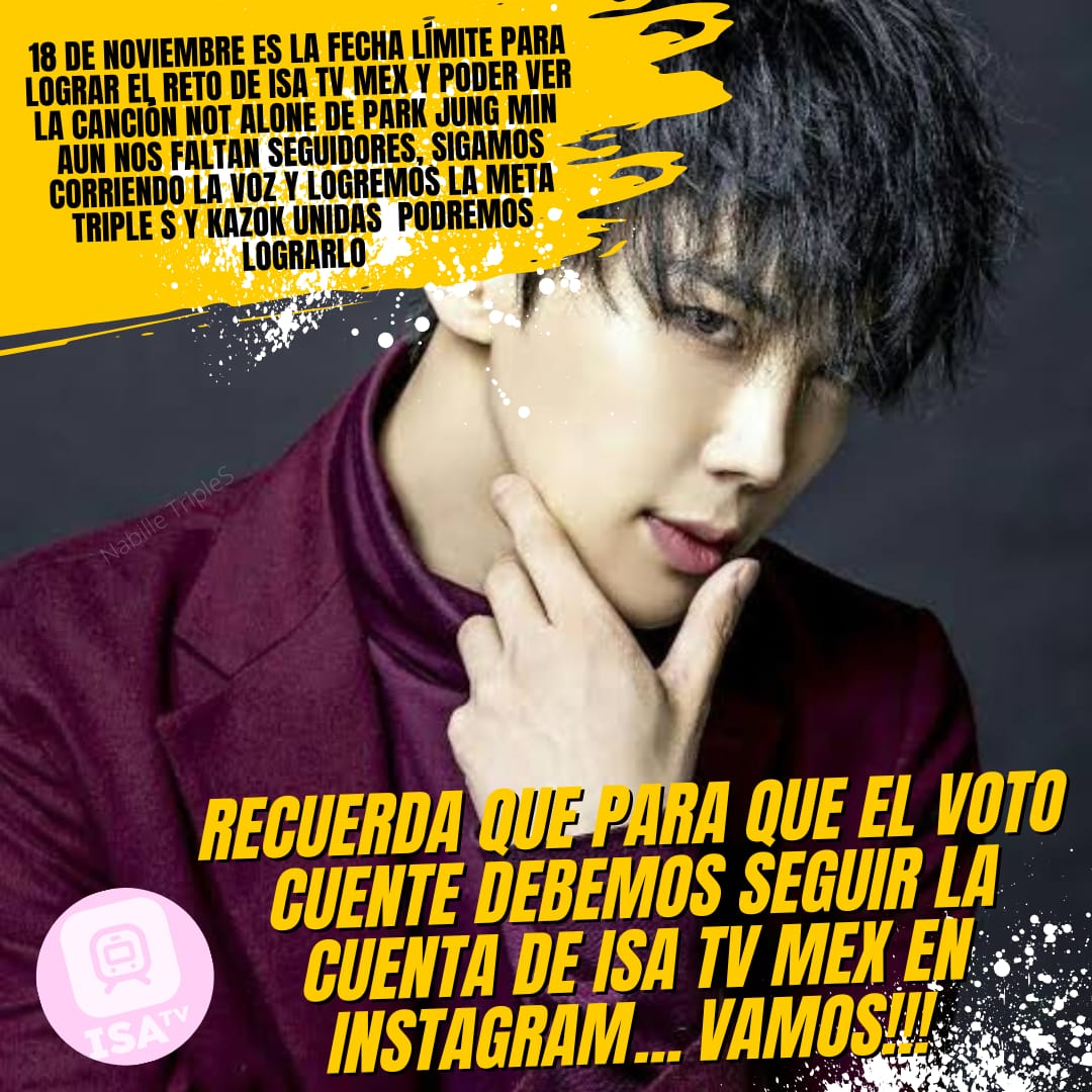 lauparkmin's tweet photo. EL RETO NO ESTA LOGRADO Y para que @JungMin0403 este en las pantallas del Metro de la CDMX 
Recuerda que tienes que  seguir la cuenta de @isatvmex y llegar a 2000 nuevos seguidores 
#ParkJungMin 
#NotAlone 
#IsaTvMex
#박정민
#パク・ジョンミン
#SS501
#SexyCarisma
#kazok https://t.co/Ohi84rrS0Y