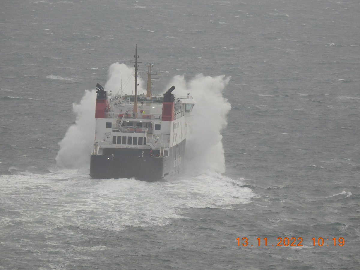 Yesterday there was a wee bit of wind blowing as the Finlaggan left Port Ellen in the morning. Think <a href="/CalMacFerries/">CalMac Ferries</a> were trying to save a bit on window washing!!