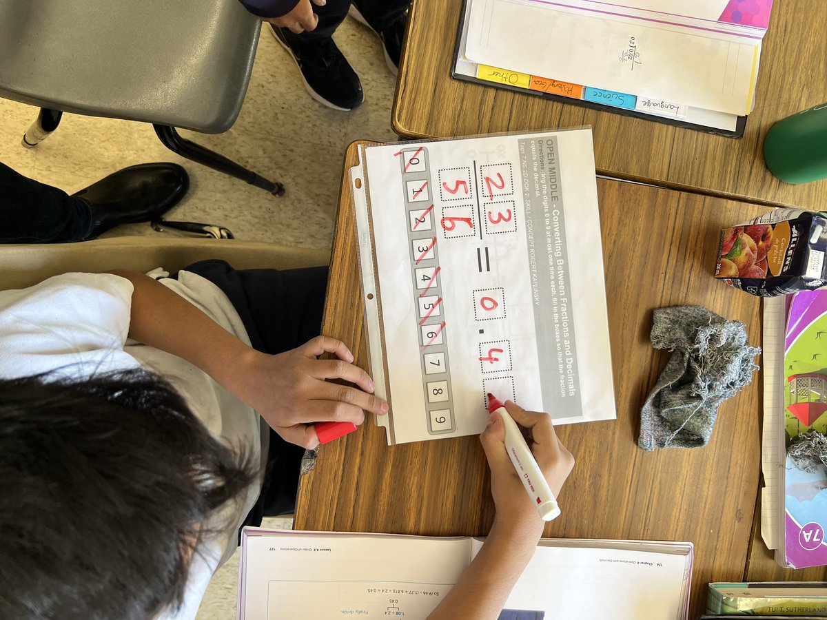 Students <a href="/srgycdsb/">St. Rene Goupil CES</a> used page protectors and whiteboard markers to solve <a href="/openmiddle/">Open Middle</a> math problems! #thinkingclassroom #mathclass