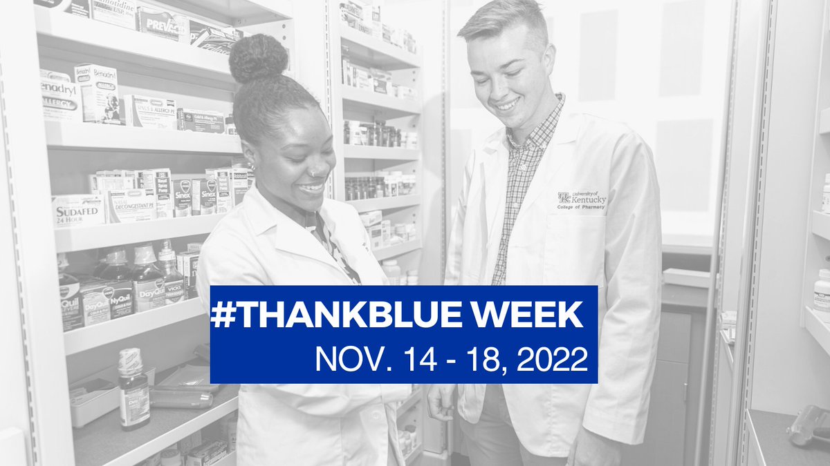 UK_COP's tweet photo. Happy #ThankBlue Week, pharm fam! This week is all about celebrating the community that makes us such a special place to work and study! 

Students—swing by the atrium today before 1PM to grab a sweet treat and write a welcome note for incoming students! ✍🏽🍪 https://t.co/3PRifsJ5iD