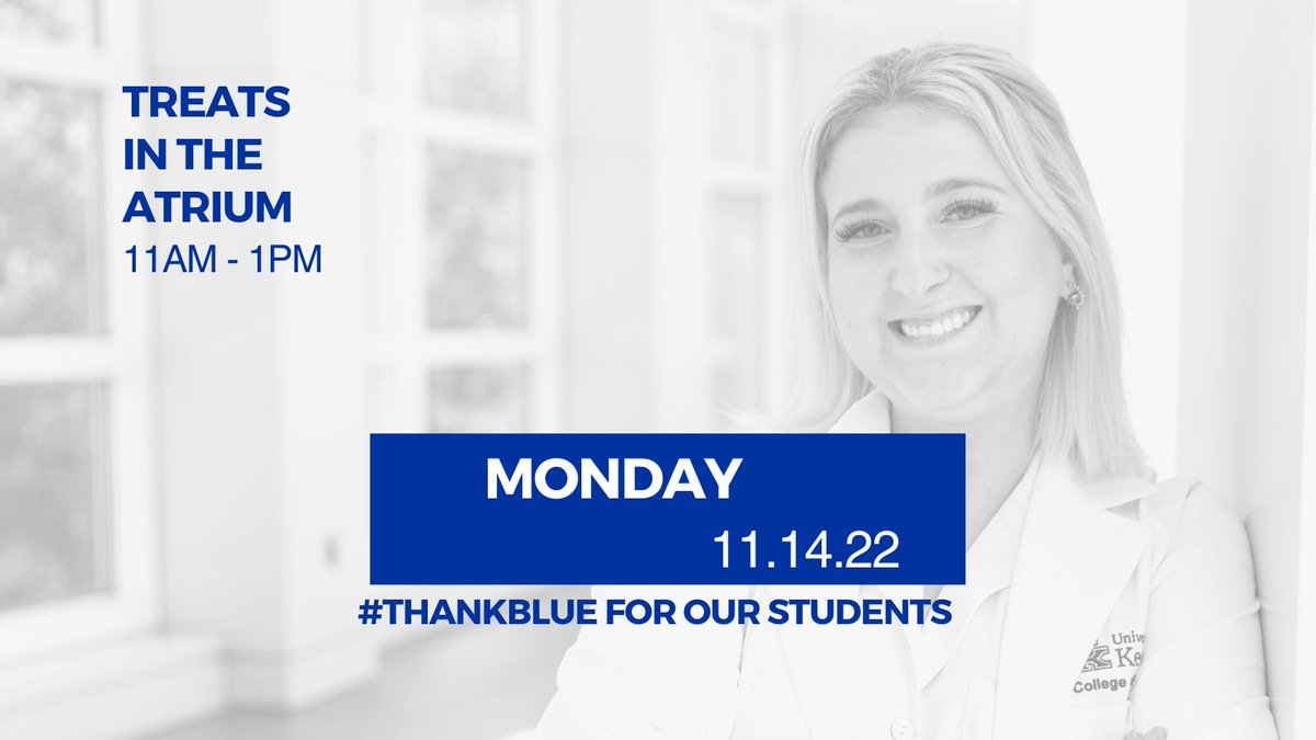 UK_COP's tweet photo. Happy #ThankBlue Week, pharm fam! This week is all about celebrating the community that makes us such a special place to work and study! 

Students—swing by the atrium today before 1PM to grab a sweet treat and write a welcome note for incoming students! ✍🏽🍪 https://t.co/3PRifsJ5iD