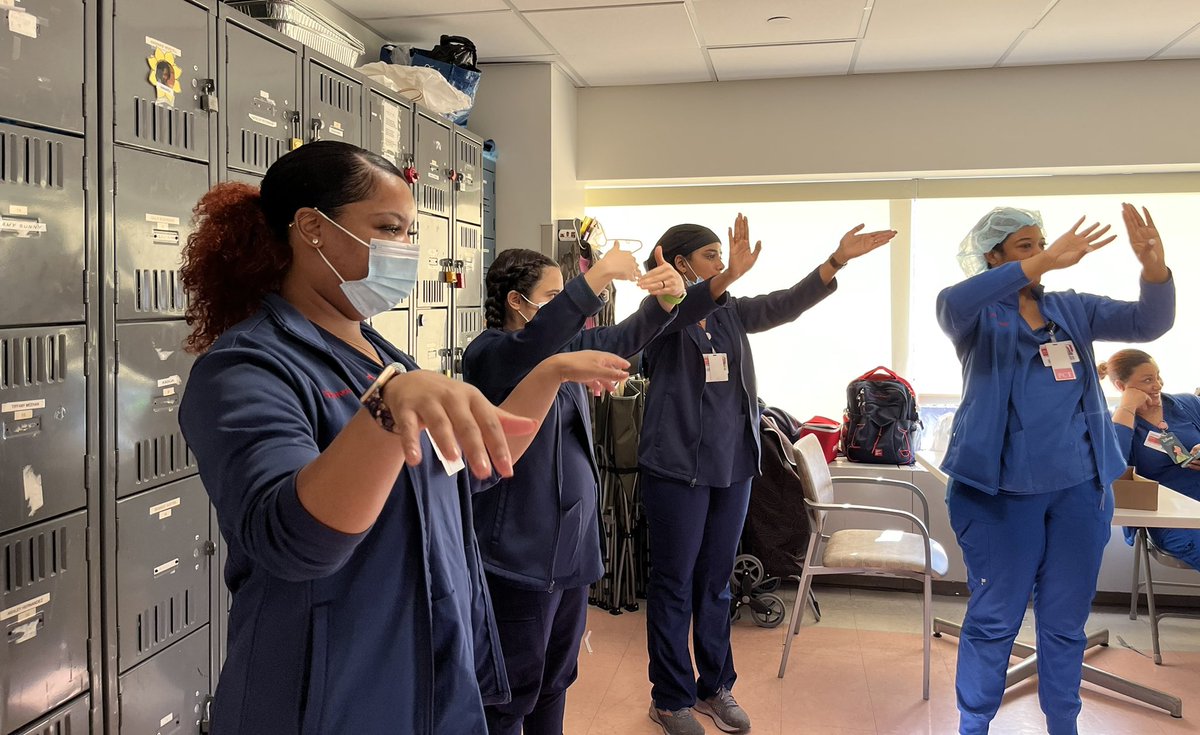 2FieldEast1's tweet photo. Unit council members of 2FE getting to know and doing stretching exercises with Allen’s new Well-being coach, Dionne Smith, BS, CHES (ceo9020@nyp.org) https://t.co/r37p2UnxdE