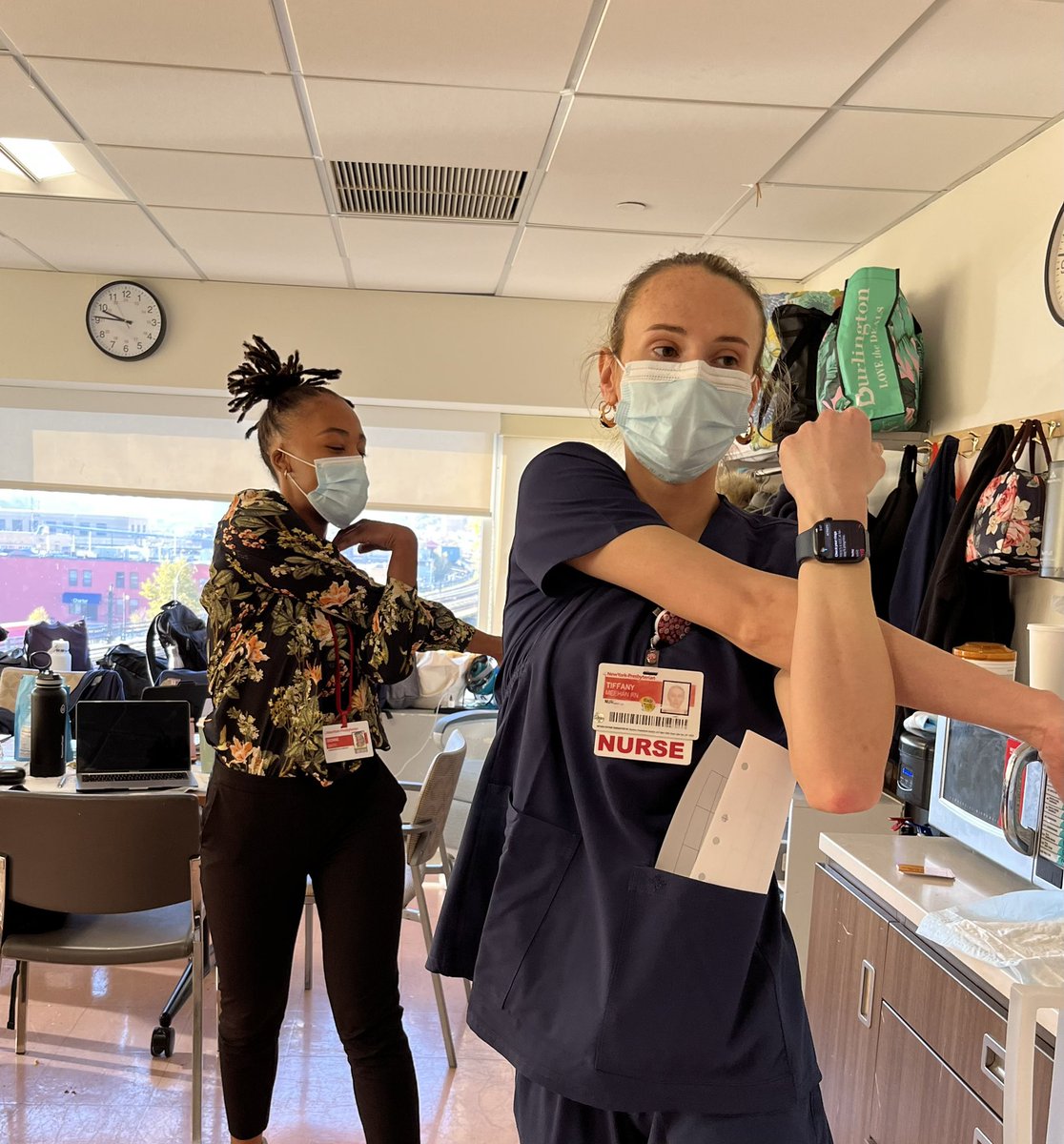 Unit council members of 2FE getting to know and doing stretching exercises with Allen’s new Well-being coach, Dionne Smith, BS, CHES (ceo9020@nyp.org)