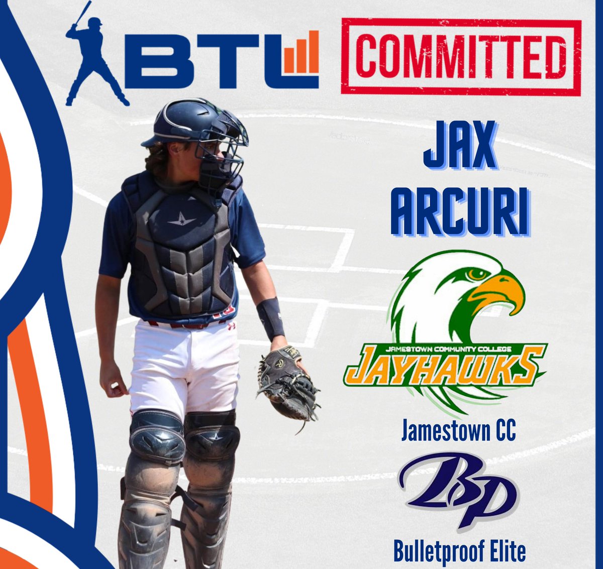 Congratulations to Jax Arcuri as he has decided to continue his academic and baseball career at Jamestown Community College!! ⚾️🎉