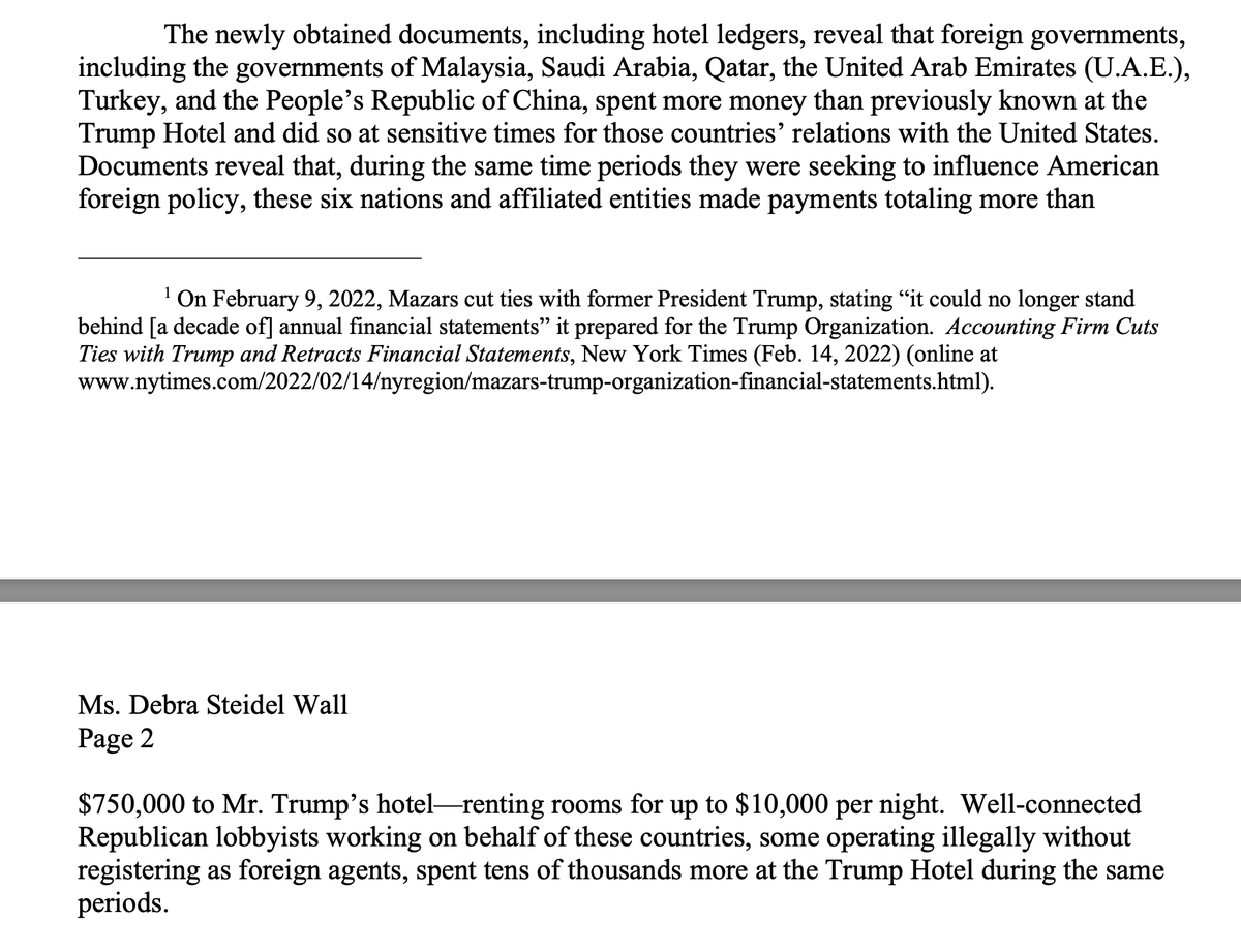 Wow. House oversight committee just put out a report concluding that Trump got a lot more money from foreign governments thru the Trump Hotel than previously reported AND received tens of thousands from GOP lobbyists operating illegally for these countries. Major #TrumpGrift!