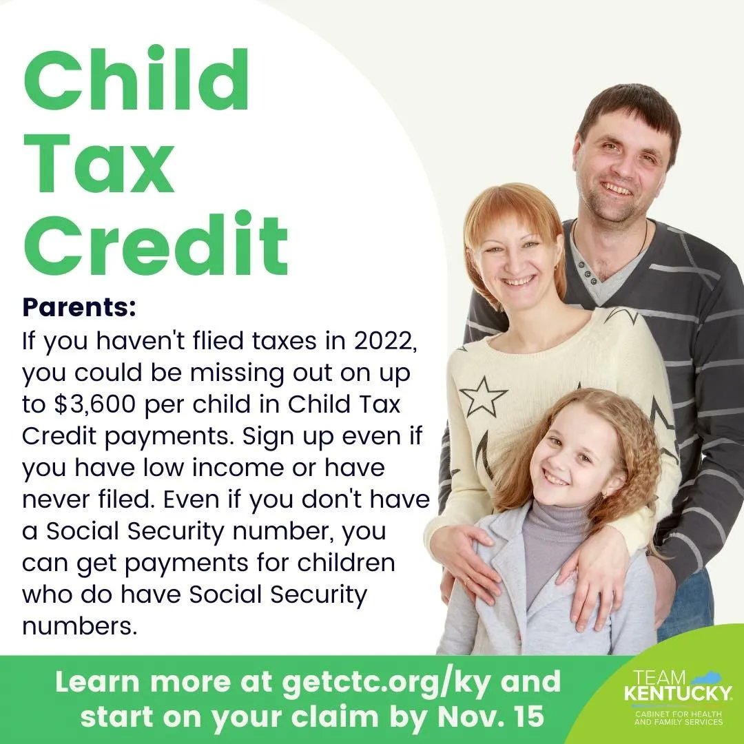 The deadline to claim the Expanded Child Tax Credit is tomorrow, Nov. 15. It provides up to $3,600 per child, including for children in families with low or no income. Filing is easy—don't wait! Learn more and start your family's claim at getctc.org/ky.