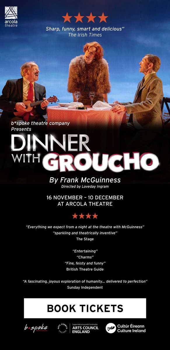 Looking forward to #DinnerwithGroucho by #FrankMcGuinness ⁦<a href="/arcolatheatre/">Arcola Theatre</a>⁩ #Dalston ⁦@ArtsCouncilEng⁩ ⁦<a href="/bspoketheatre/">b*spoke theatre</a>⁩ #cultureireland