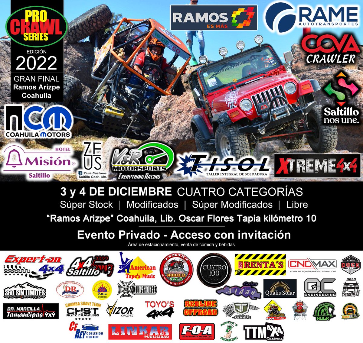 PasionJeepera's tweet photo. A preparar los #4x4 para la gran final @ProCrawl 2022 #Coahuila #Saltillo
¡La mejor competencia #Crawling en México!
#PasionJeepera #4x4Mexico #OffRoad #Jeep #Rutas4x4 #Eventos4x4 #Calendario4x4 #Aventura4x4 #Competencias4x4 #ProCrawlSeries #ProCrawlSeries2022 #VyRMotorsports https://t.co/QllWiNhLKB