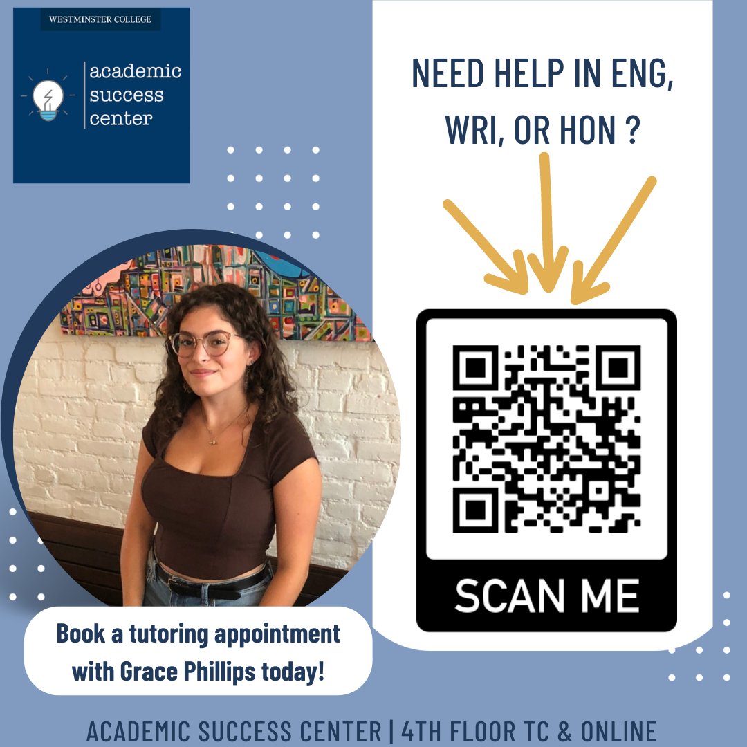 WestminsterASC's tweet photo. Facing papers and projects galore in the final weeks of the semester? No worries! #PeerTutors Grace and Chloe are here to help you plan, research, and edit! Schedule an appointment with them today using the "Book a Tutor" link on the D2L! #writingsupport #peertutorsrock #WCASC https://t.co/Sfk70YKPmD