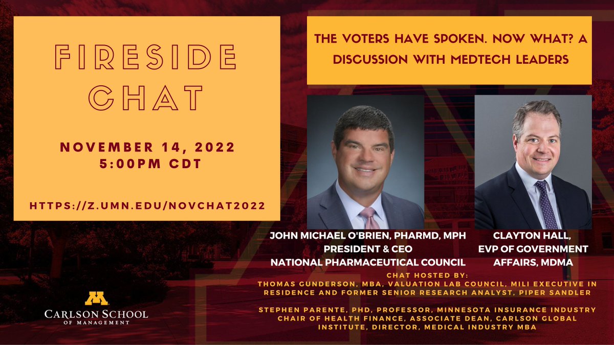 Don't forget to sign-up and join us for our November Fireside Chat this evening!

To learn more and register now: carlsonschool.umn.edu/events/2022111…
