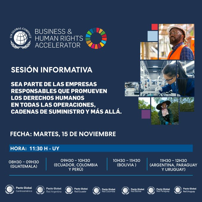 PactoglobalUY's tweet photo. ¿Querés pasar del compromiso a la acción en los negocios y Derechos Humanos? ➡️ Te invitamos a conocer el nuevo programa de Pacto Global, ahora disponible en Uruguay 🇺🇾
⬇️⬇️⬇️
#Empresas y #DerechosHumanos
🗓️Unite a la sesión informativa ⏰Mañana 11:30h UY https://t.co/0tv5oCVdoI