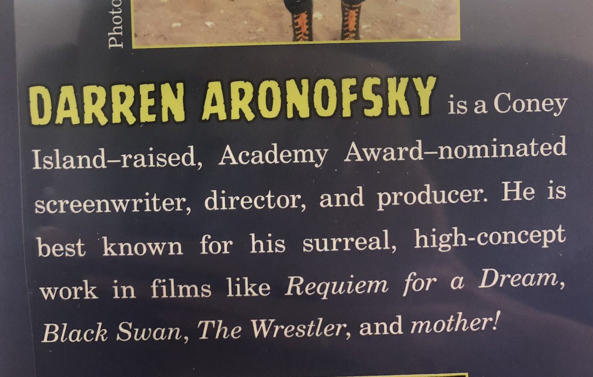 shout out to Darren Aronofsky for mentioning his most kid-friendly films in his middle grade book bio