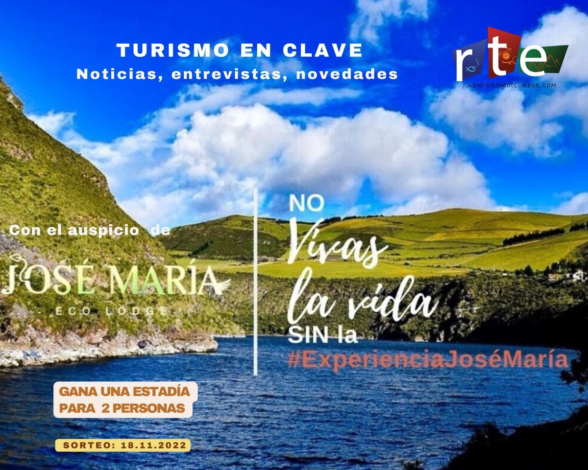 📣 ¡GANA! Una estadía para 2 personas en @josemariaecolodge. 🌳🗻 @radioturismoecuador te invita a participar, 🌠sólo tienes que:
➡️ Seguir nuestras redes sociales 
➡️ Dar like a esta publicación y
➡️ Mencionar con quién te gustaría compartir el premio.🙌
¡Ya estás PARTICIPANDO!