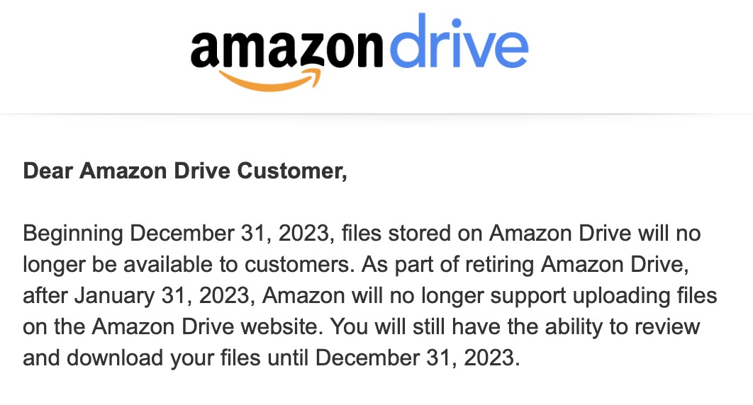 Amazon Drive c'est fini 😮