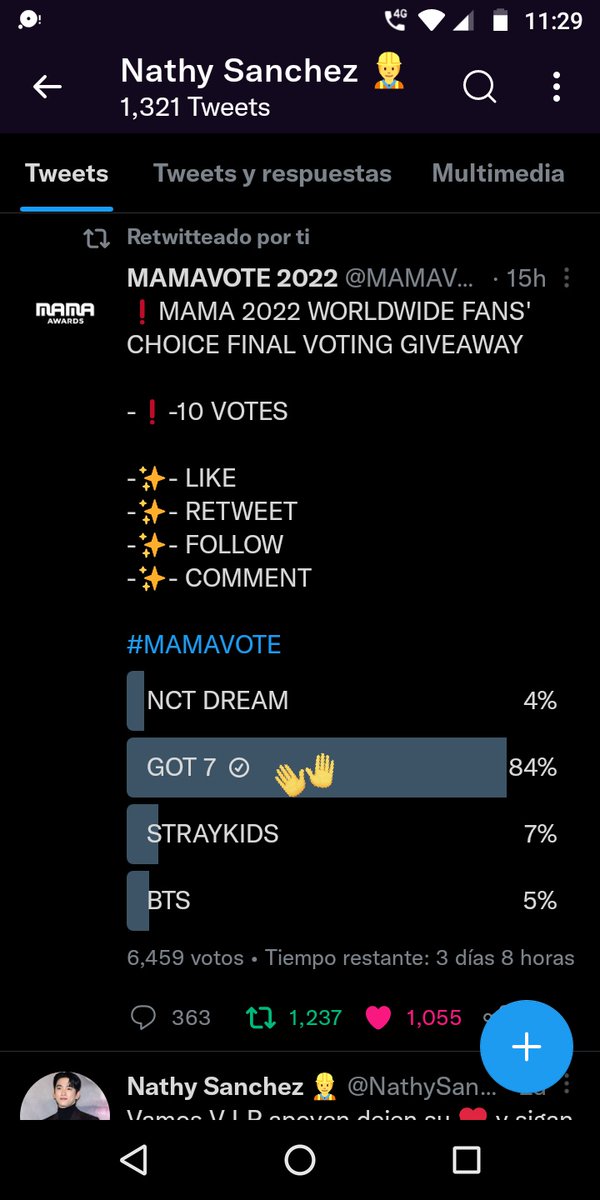 NathySanchez20's tweet photo. @MAMAVOTE_2022 Mi Voto es para #GOT7 💚 https://t.co/7kpHfaS18E