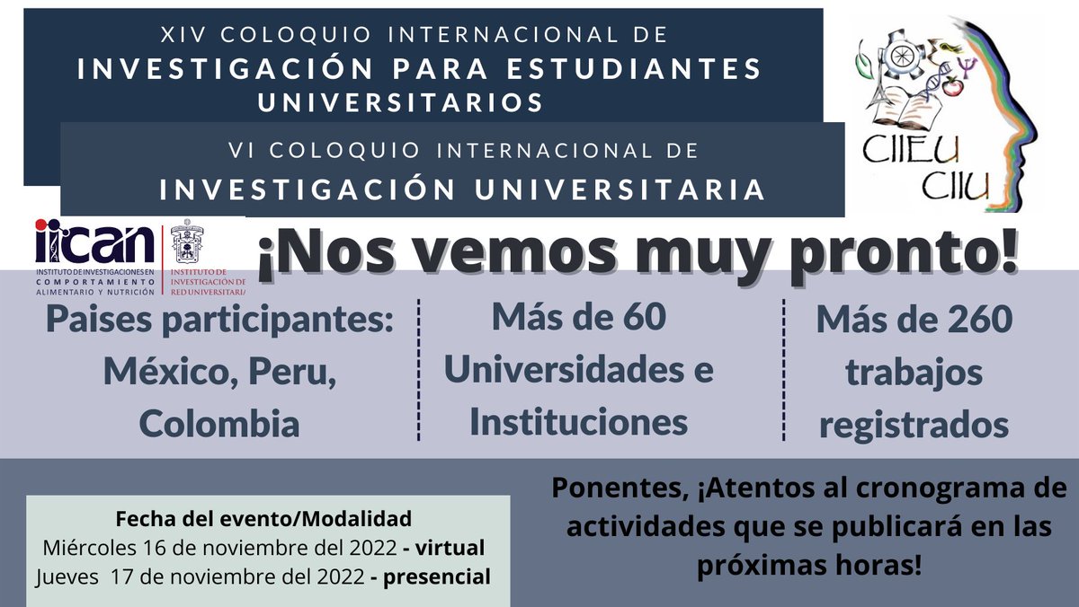 ciiu_ciieu's tweet photo. Estamos listos para la XIV edición del CIIEU y VI CIIU. ¡Nos vemos pronto!

#IICAN #CIIEU #Difundelaciencia https://t.co/FGCns8Gb0M