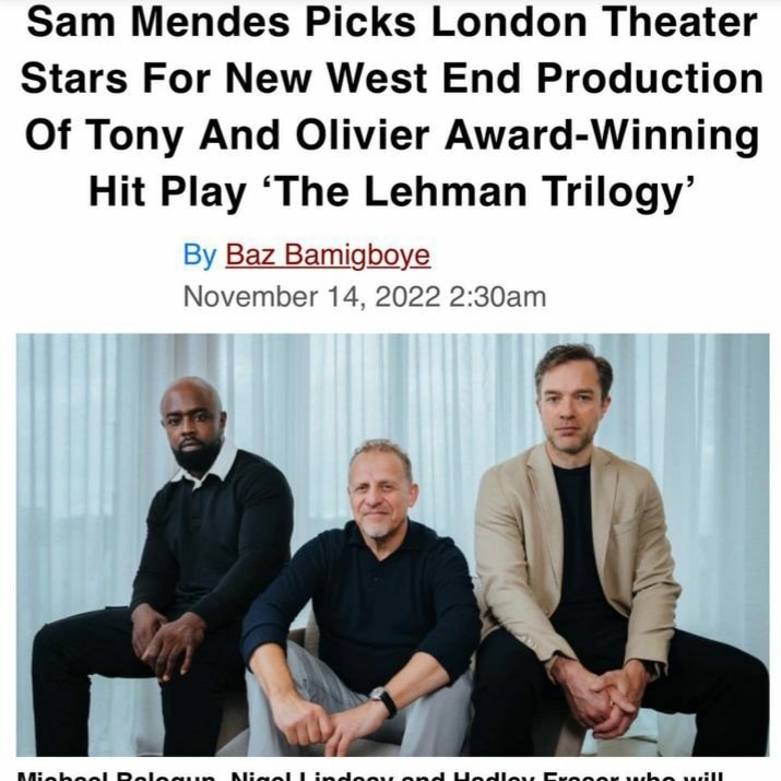 LyricLearning's tweet image. Well-deserved congratulations to our good friend Michael Balogun, who kindly travelled to Belfast a few weekends ago to work with Lyric Drama Studio! Exciting news and we wish him all the very best for The Lehman Trilogy.