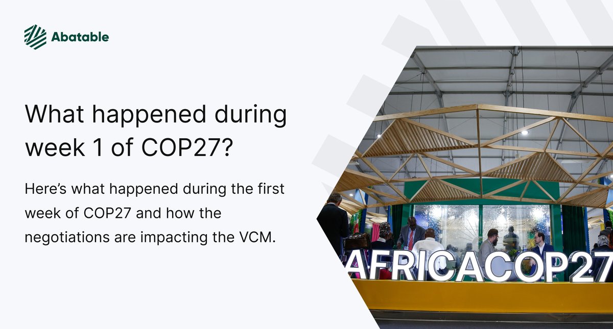 As the second week of COP 27 kicks off, read about our key takeaways here:
abatable.com/blog/cop27-wee…

#COP27 #article6 #carbonmarkets