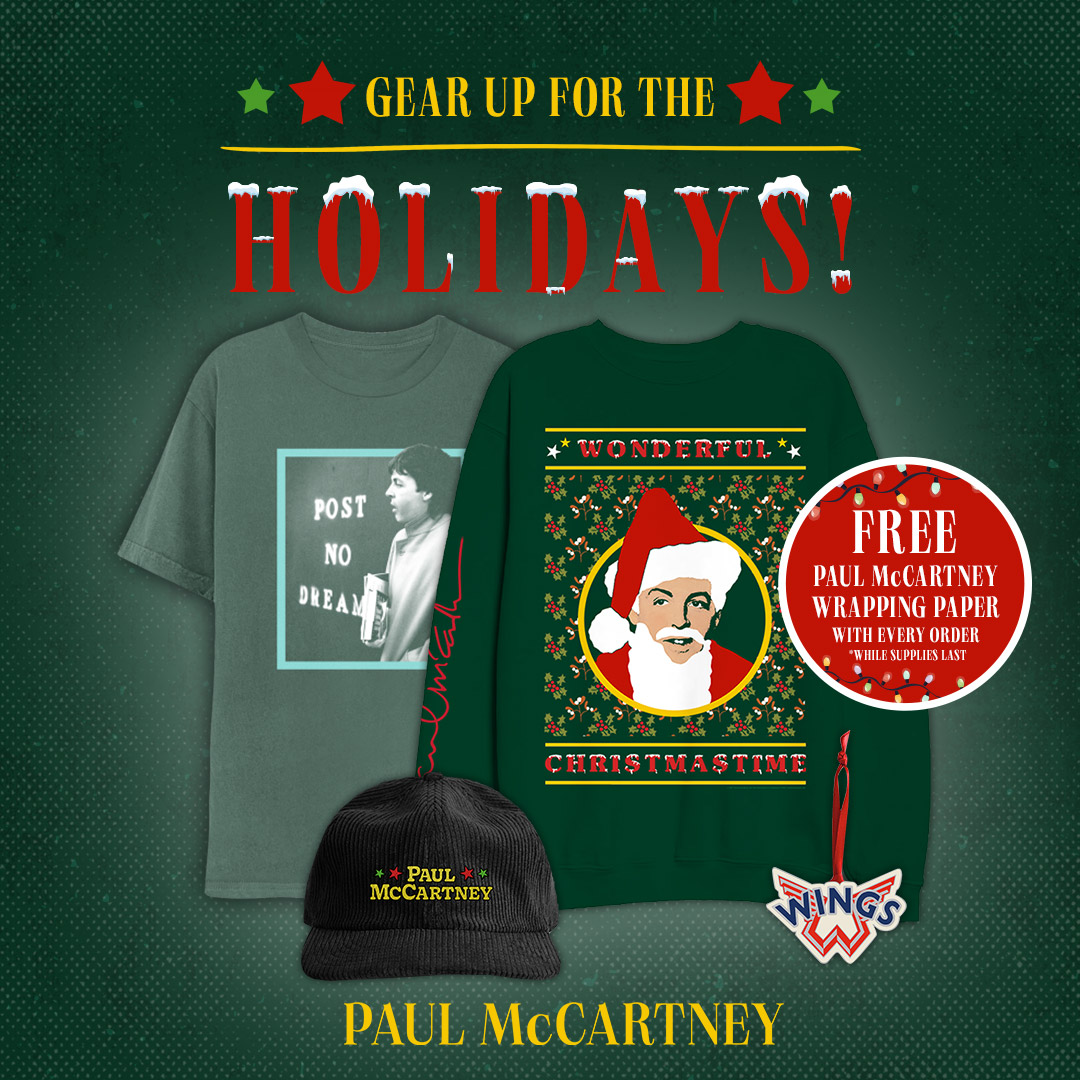 Give the gift of a wonderful Christmastime 🎄 Holiday merch is now available on the Paul McCartney store! mpl.pm/ChristmasMerch