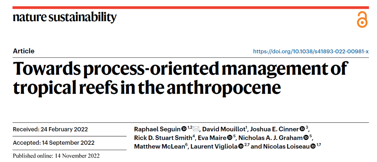 Matthew McLean (@mcleamj) on Twitter photo Excited to share our new paper out in <a href="/naturesustainab/">NatureSustainability</a> led by @RaphSeguin! We move beyond standing biomass, providing a framework that integrates biomass productivity and social/environmental contexts to guide reef fish conservation. Open access here:
doi.org/10.1038/s41893… Excited to share our new paper out in <a href="/naturesustainab/">NatureSustainability</a> led by @RaphSeguin! We move beyond standing biomass, providing a framework that integrates biomass productivity and social/environmental contexts to guide reef fish conservation. Open access here:
doi.org/10.1038/s41893…