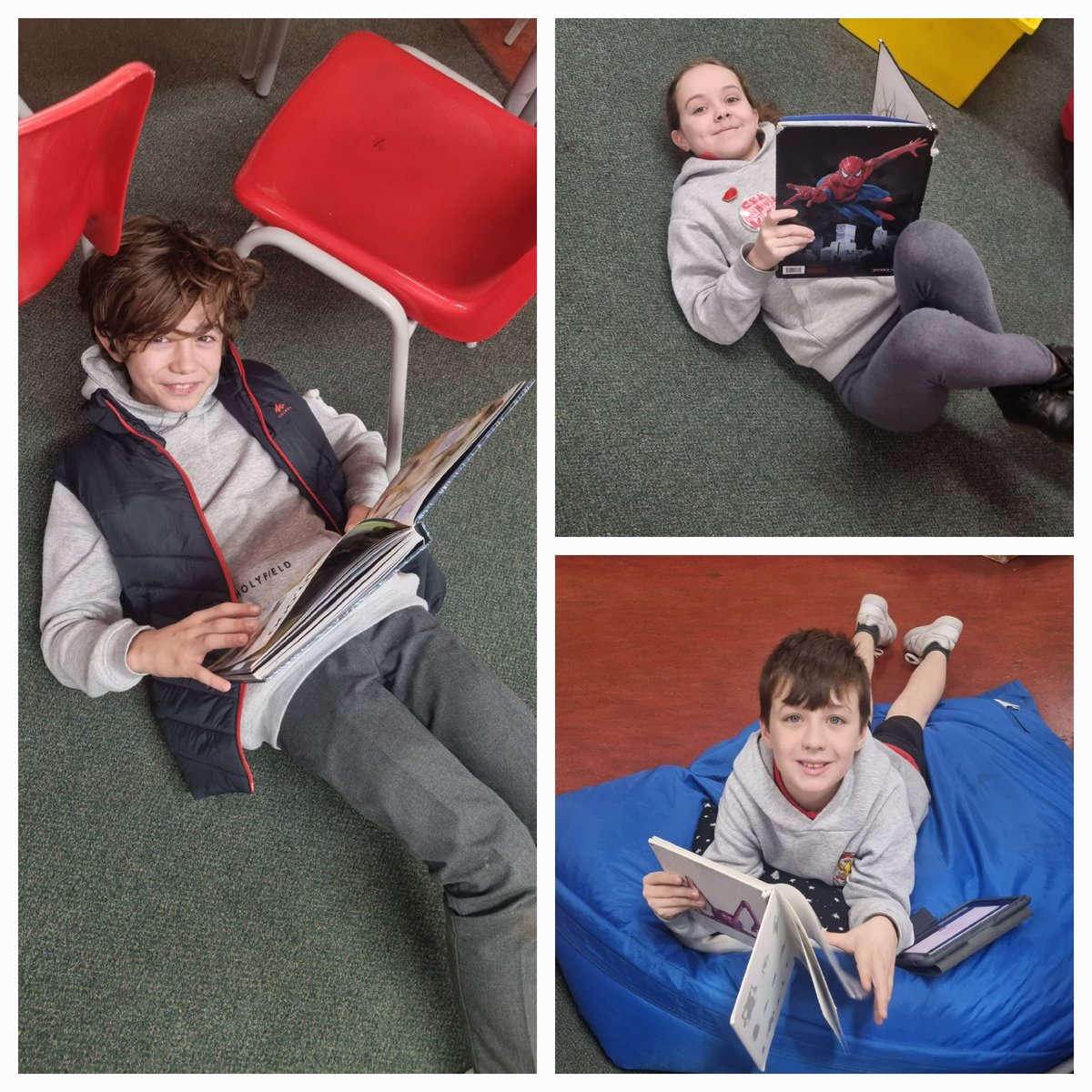 MidCalder_PS's tweet photo. P7 taking part in #Stopdropandread today. If we hear the school bell ring during the school day we must Stop what we are doing, find a comfy place to Drop and Read! 📚 @wl_literacy @BookWeekScot #bookweekscotland #enjoymentandchoice https://t.co/QeLKPnLwnS