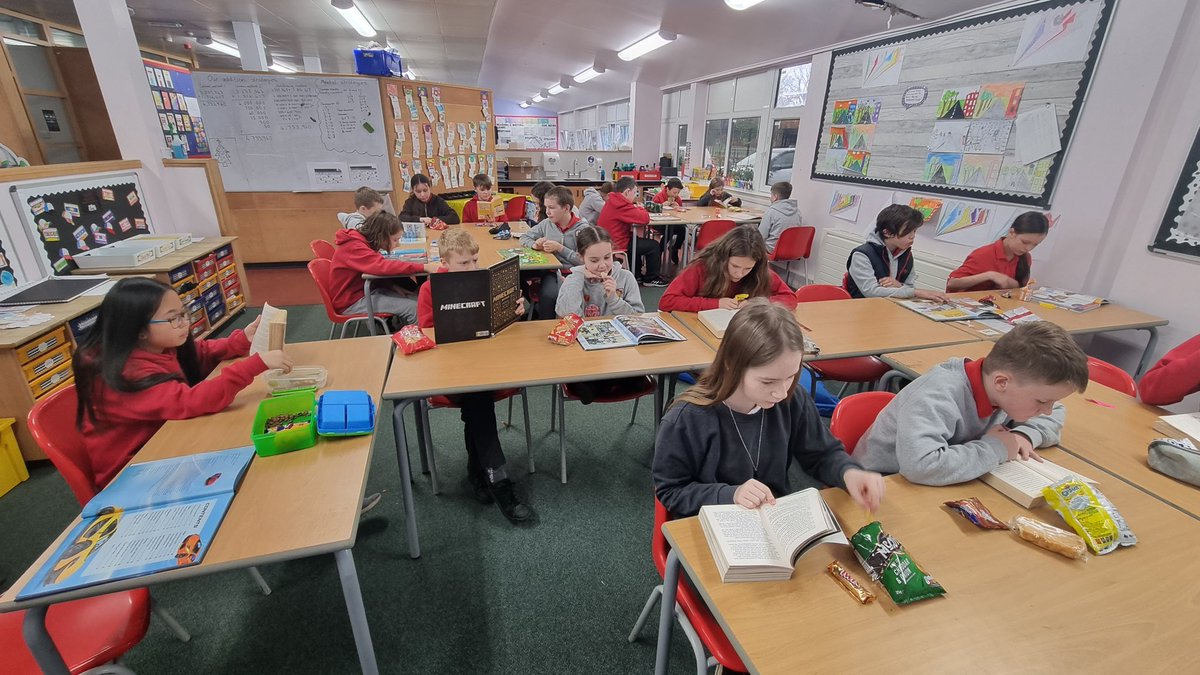 MidCalder_PS's tweet photo. P7 taking part in #Stopdropandread today. If we hear the school bell ring during the school day we must Stop what we are doing, find a comfy place to Drop and Read! 📚 @wl_literacy @BookWeekScot #bookweekscotland #enjoymentandchoice https://t.co/QeLKPnLwnS