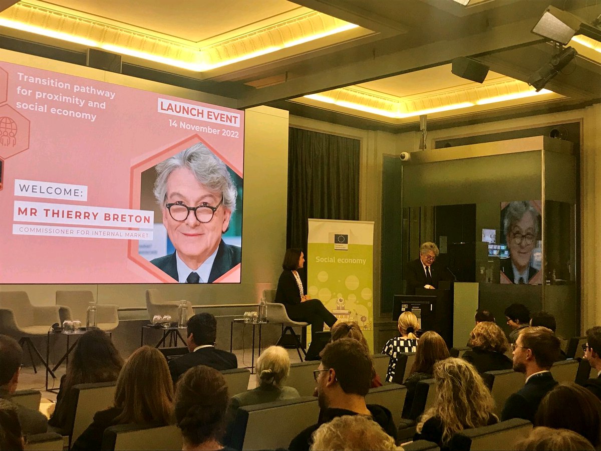 Commissioner @ThierryBreton presented the #TransitionPathway for #Proximity and #SocialEconomy today in #Brussels! An important #milestone for the implementation of the industrial strategy. #SocEnt With @AnAthaEU @LyssLand @JeanneBretecher @SocialEcoEU @Diesiseu and many more.
