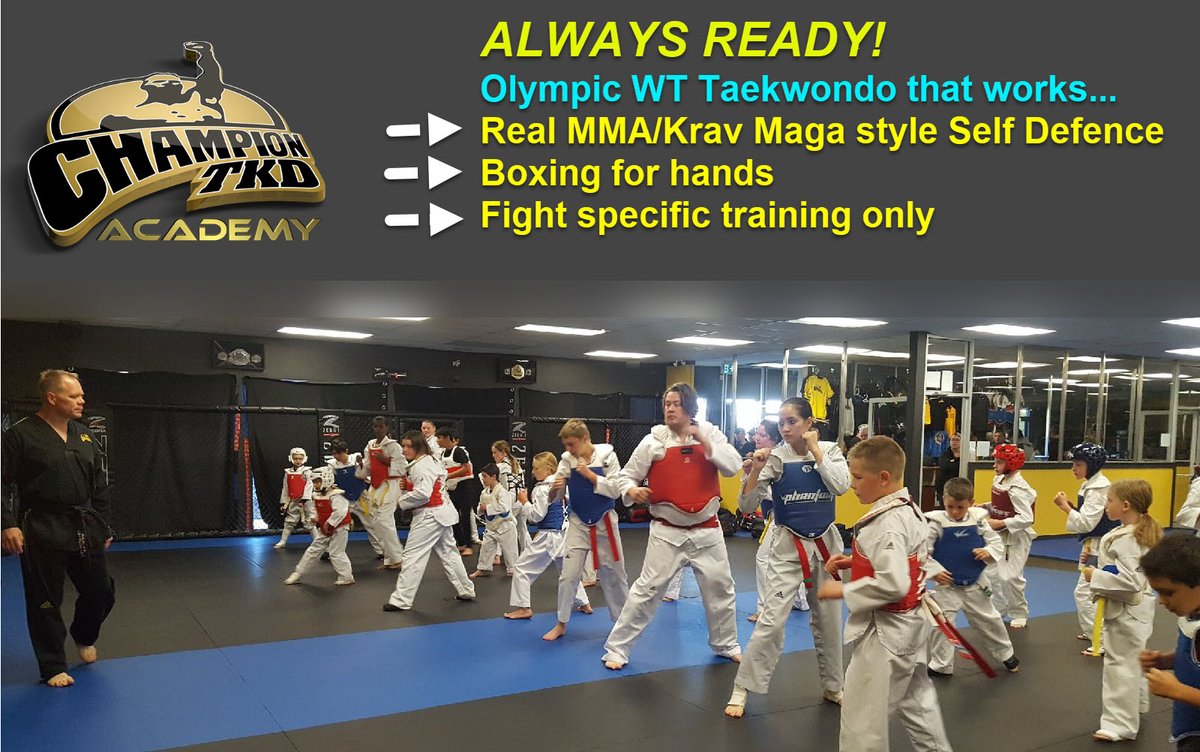 ChampionGymMMA's tweet photo. Champion Taekwondo Academy - practical personal defence with real striking power. Boxing-style hands, 'Old school' Olympic kicking and Krav Maga/MMA self-defence. It's like 3 martial arts in 1! Sign up for your free trial today at https://t.co/5m2LhfflGq or text/call 780-833-4448 https://t.co/kr8jdNu8WA