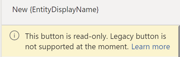 ScottDurow's tweet photo. @carsten_growth @AzureRory At this time, only 'modern' command buttons can be edited using #PowerFx. If you try to edit this button, you will see the message below.
You'll need to use the #RibbonWorkbench - I'll DM you! https://t.co/dDnKDVQwBM