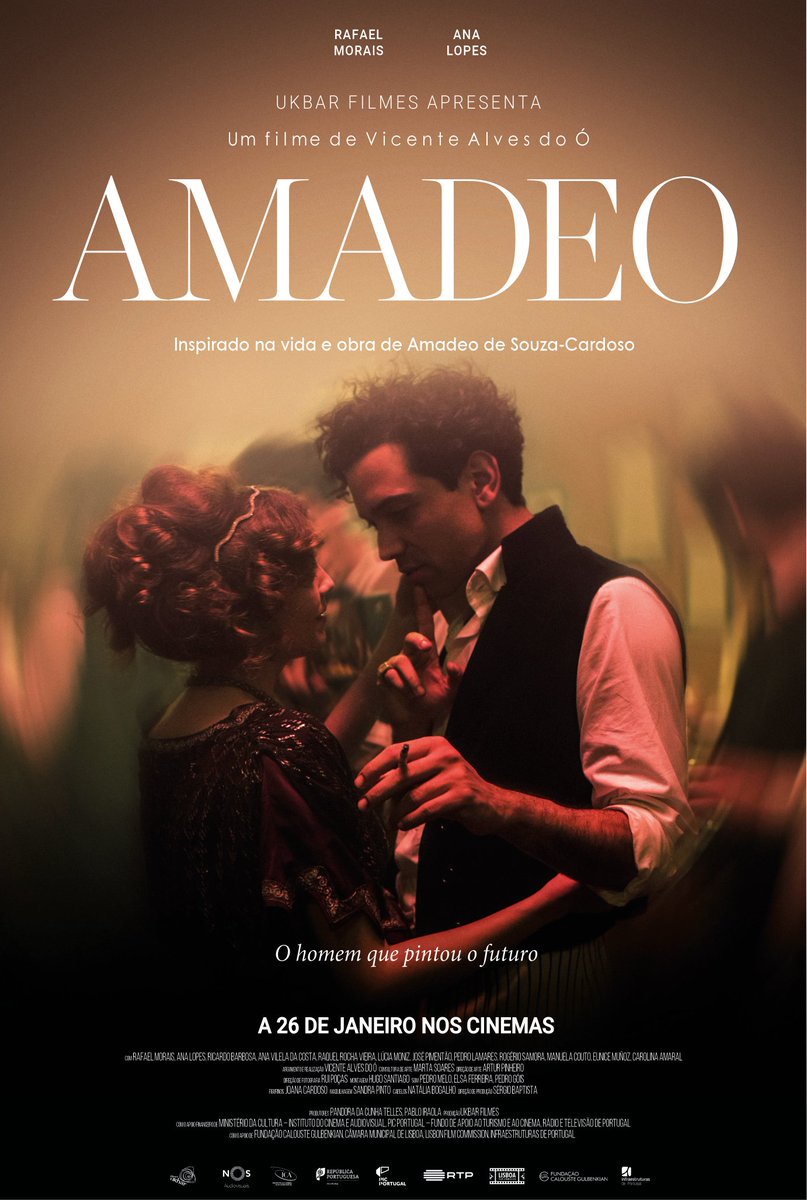 PortugalCinema's tweet photo. Poster do filme português "Amadeo", realizado por Vicente Alves do Ó, que tem estreia marcada para o dia 26 de Janeiro nos cinemas em Portugal.
#cinemaemportugal #amadeo #vicentealvesdoó #amadeodesouzacardoso #poster #cinemaportuguês #filmeportuguês #rafaelmorais #analopes https://t.co/VJbNoCHNsI
