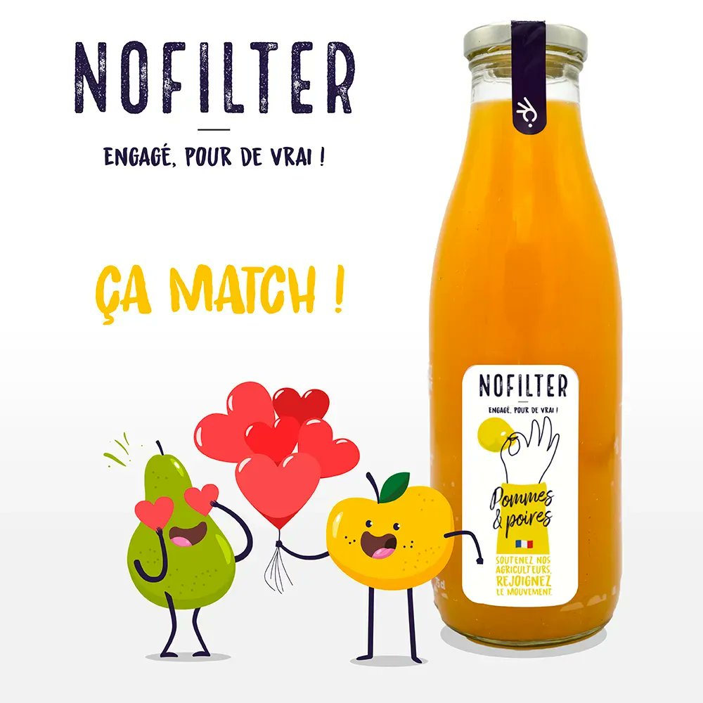 ÇA MATCH ! 💚Charlotte la poire &amp; Paulo la pomme se sont retrouvés, <a href="/NoFilterFrance/">NoFilter</a> les a mariés dans un délicieux jus qui saura vous faire fondre de plaisir ! 🧡 A retrouver chez <a href="/franprix/">Franprix</a> et @carrefourcity. Et vous, <a href="/Monoprix/">Monoprix</a> <a href="/Leclerc/">E.Leclerc</a> <a href="/AUCHAN_France/">Auchan</a> ?
<a href="/adpm6/">ADP</a> #adp2022 #ADP22